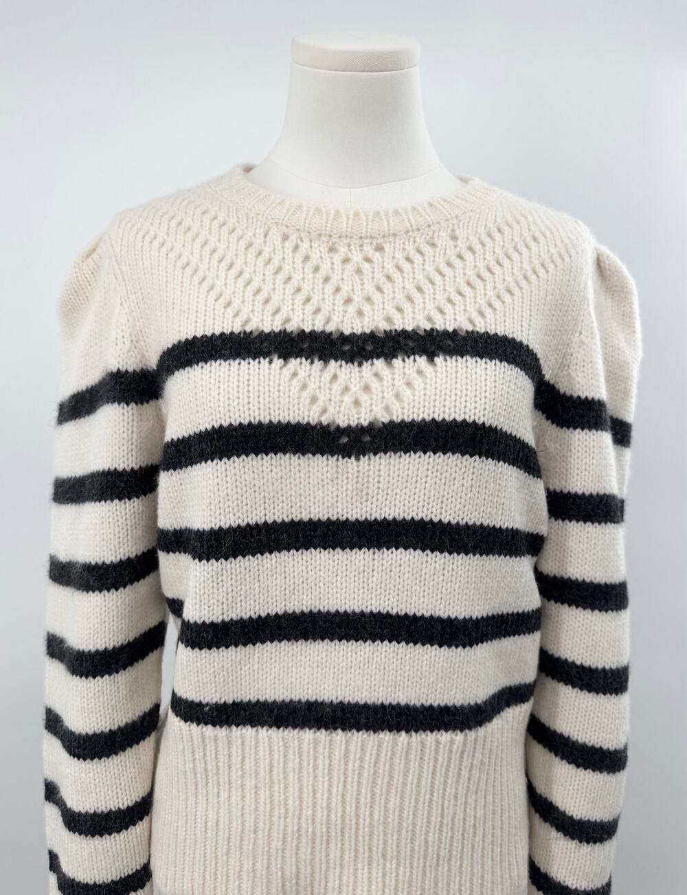 St Roche Sissy Alpaca Wool Stripe Sweater Black White Pullover Knit